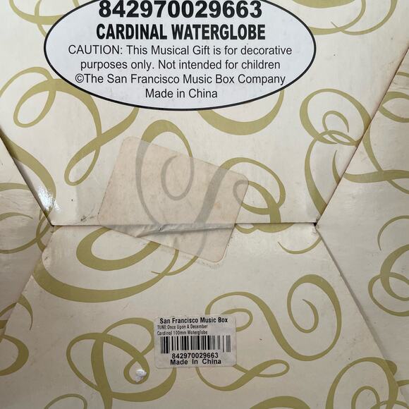 San Francisco Music Box Red Cardinal Water Globe Snow Once Upon A December Rare - Picture 11 of 14